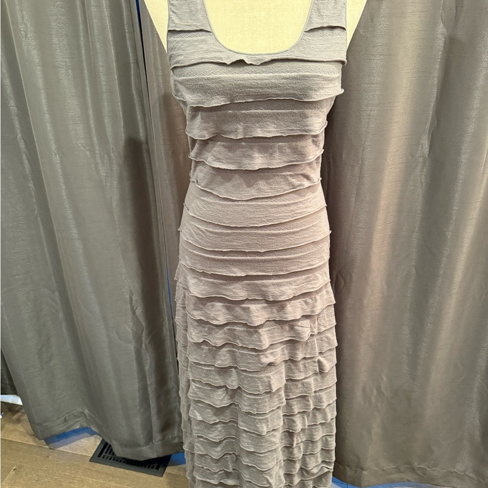 Casual Gray Sleeveless Ruffle Dress